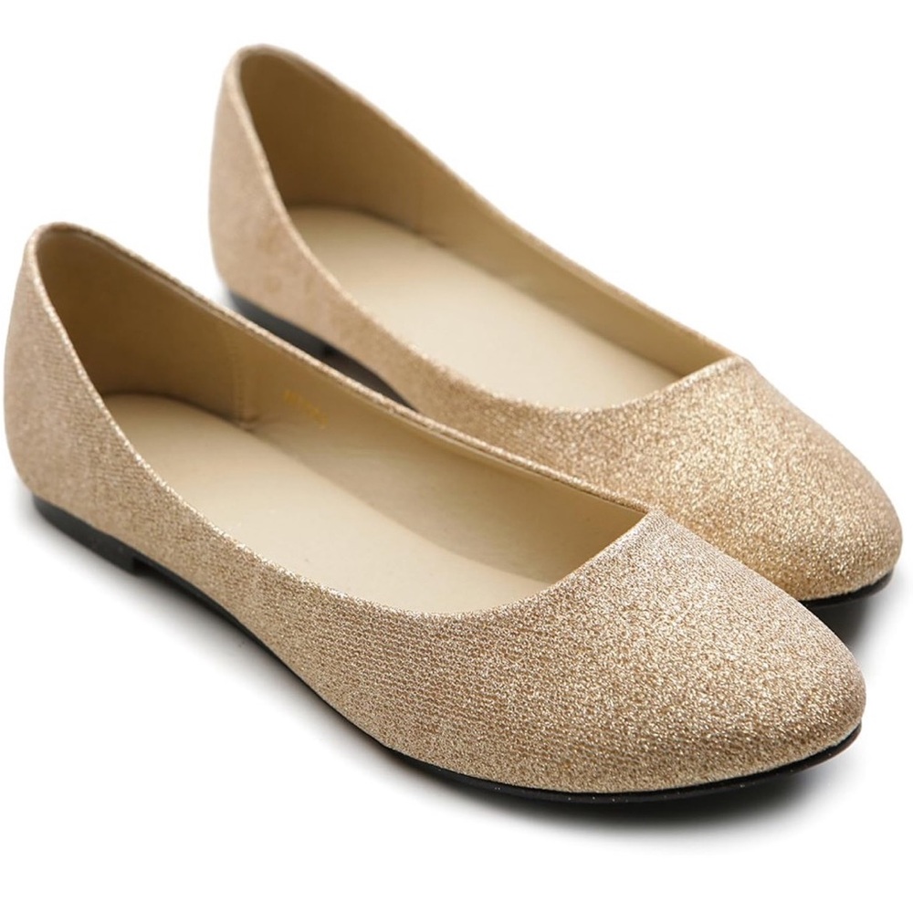 Ollio Women's Shoe Ballet Glitter Basic Cute Comfort Flat, size 5.5